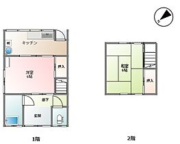 上福原4丁目F貸家 1 ｜ 鳥取県米子市上福原4丁目5-20（賃貸一戸建2K・1階・45.30㎡） その2