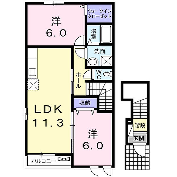 パーク　アヴェニュー 201｜鳥取県米子市皆生温泉4丁目(賃貸アパート2LDK・2階・57.26㎡)の写真 その2