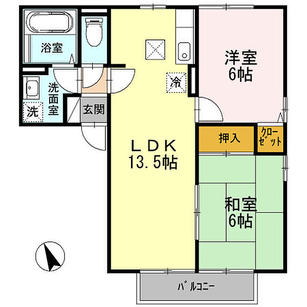 ロワール福原C棟 103｜鳥取県米子市西福原5丁目(賃貸アパート2LDK・1階・55.33㎡)の写真 その2