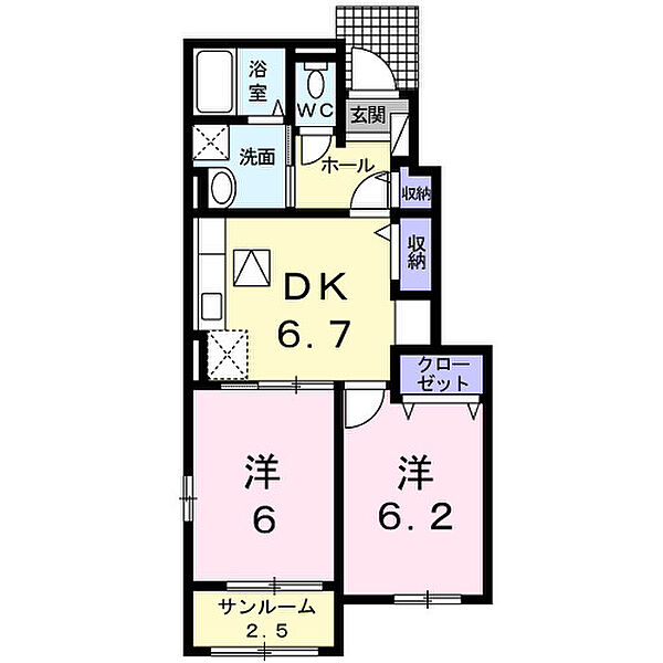 メゾン　グレースＣ 105｜鳥取県米子市美吉(賃貸アパート2DK・1階・50.05㎡)の写真 その2