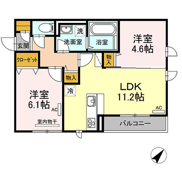 ライフステージ　A棟 305｜鳥取県米子市中島1丁目(賃貸アパート2LDK・3階・52.39㎡)の写真 その2