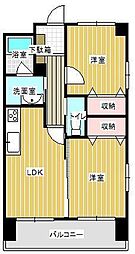 グラード西川津 6階2LDKの間取り