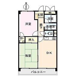 エクセレント学園 4階2DKの間取り