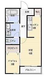 ボヌール西津田 1LDKの間取図画像