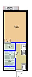 コーポサンアップ 1Kの間取図画像