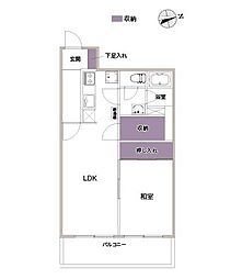 芝公園アビタシオン 1LDKの間取図画像
