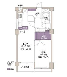 東海鵠沼マンション 1LDKの間取図画像