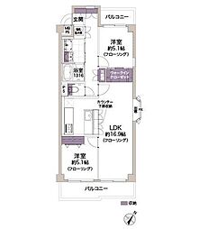 藤和島津山コープ 2LDKの間取図画像