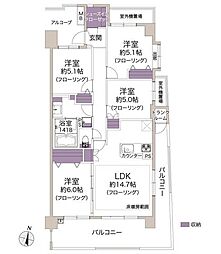 リーデンススクエアつきみ野シエルコート 4LDKの間取図画像
