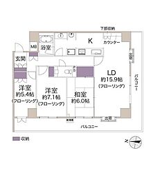 藤和阪東橋ハイタウン 3LDKの間取図画像
