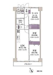 グリーンキャピタル門前仲町 2SLDKの間取図画像