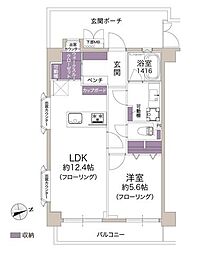 スエルテ等々力 1LDKの間取図画像