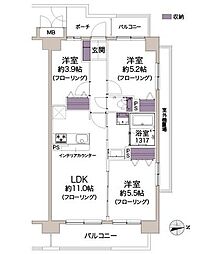 ナイスアーバン久米川 3LDKの間取図画像