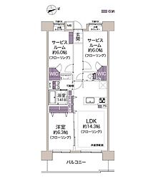 コスモ21ザ・ガーデンズフォート 1LDKの間取図画像