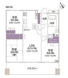 アデニウムタワー相模原 3LDKの間取図画像
