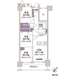 ライオンズステージ山下公園 3LDKの間取図画像