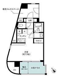 ベルア三宿 3階1Kの間取り