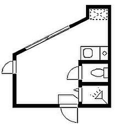 ルームズ中野 1階ワンルームの間取り