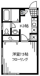グリーンベル 1Kの間取図画像