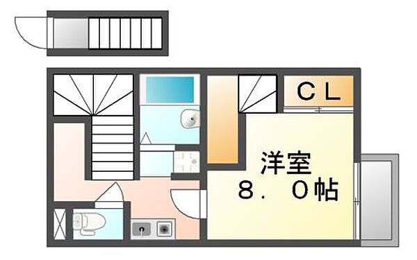 香川県高松市鶴市町(賃貸アパート1K・2階・26.08㎡)の写真 その4