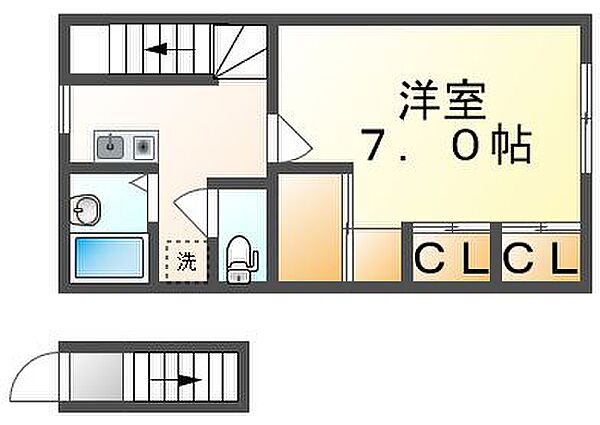 香川県高松市太田下町(賃貸アパート1K・2階・26.08㎡)の写真 その2