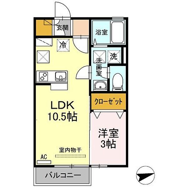 香川県高松市西ハゼ町(賃貸アパート1LDK・1階・33.39㎡)の写真 その4