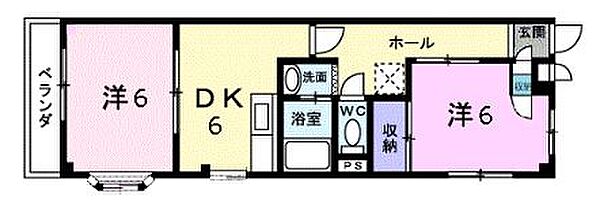 香川県坂出市西大浜北２丁目(賃貸マンション2DK・3階・43.43㎡)の写真 その2