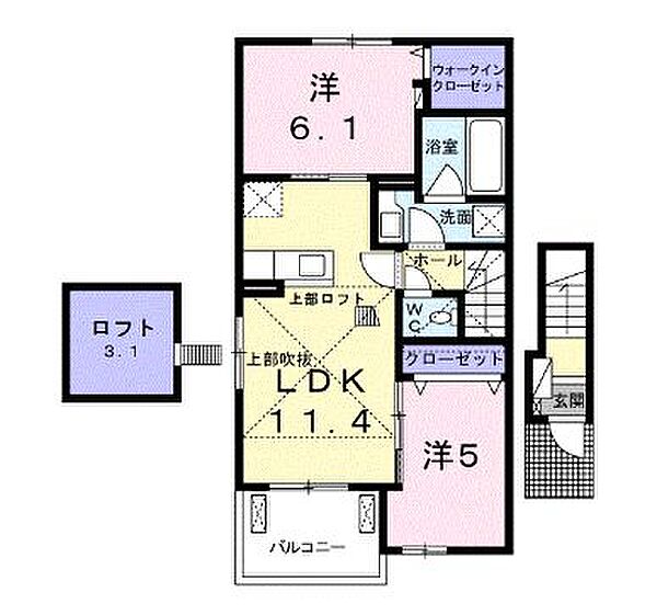 香川県善通寺市上吉田町４丁目(賃貸アパート2LDK・2階・55.10㎡)の写真 その2