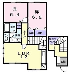JR瀬戸大橋線 坂出駅 徒歩24分の賃貸アパート 2階2LDKの間取り
