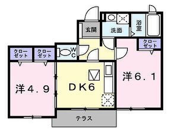 香川県善通寺市善通寺町(賃貸アパート2DK・1階・42.05㎡)の写真 その2