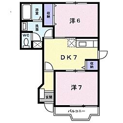 JR瀬戸大橋線 坂出駅 徒歩29分の賃貸アパート 2階2DKの間取り