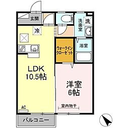 高松琴平電気鉄道琴平線 仏生山駅 3.5kmの賃貸アパート 2階1LDKの間取り