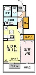 JR予讃線 八十場駅 3.9kmの賃貸アパート 1階1LDKの間取り