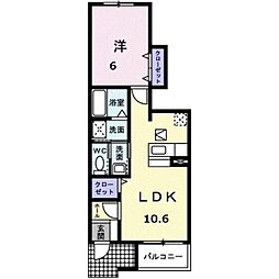JR予讃線 端岡駅 徒歩32分の賃貸アパート 1階1LDKの間取り