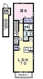 JR瀬戸大橋線 坂出駅 徒歩22分の賃貸アパート 2階1LDKの間取り