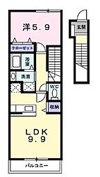 JR瀬戸大橋線 坂出駅 徒歩13分の賃貸アパート 2階1LDKの間取り