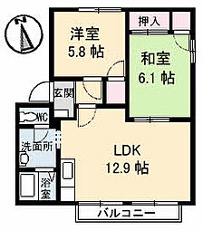 高松琴平電気鉄道長尾線 木太東口駅 徒歩6分の賃貸アパート 2階2LDKの間取り