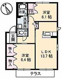 高松琴平電気鉄道長尾線 元山駅 徒歩32分の賃貸アパート 1階2LDKの間取り