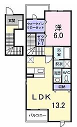 JR予讃線 端岡駅 徒歩32分の賃貸アパート 2階1LDKの間取り