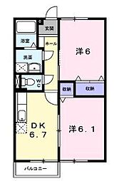 高松琴平電気鉄道長尾線 池戸駅 徒歩36分の賃貸アパート 1階2DKの間取り