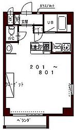 JR高徳線 高松駅 徒歩5分の賃貸マンション 2階1Kの間取り