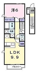 JR土讃線 金蔵寺駅 4kmの賃貸アパート 2階1LDKの間取り