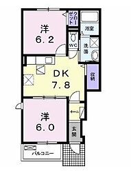 JR瀬戸大橋線 坂出駅 徒歩29分の賃貸アパート 1階2DKの間取り