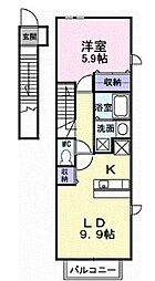 JR予讃線 宇多津駅 徒歩6分の賃貸アパート 2階1LDKの間取り