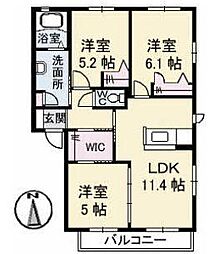高松琴平電気鉄道長尾線 林道駅 徒歩13分の賃貸アパート 1階3LDKの間取り