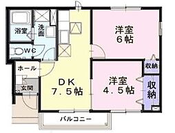 JR予讃線 丸亀駅 5.5kmの賃貸アパート 1階2DKの間取り