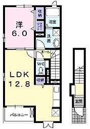 JR予讃線 丸亀駅 徒歩24分の賃貸アパート 2階1LDKの間取り