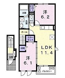 JR土讃線 多度津駅 徒歩25分の賃貸アパート 2階2LDKの間取り