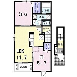 高松琴平電気鉄道長尾線 西前田駅 徒歩10分の賃貸アパート 2階2LDKの間取り