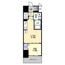 S-RESIDENCE中新町avelis 2階1LDKの間取り
